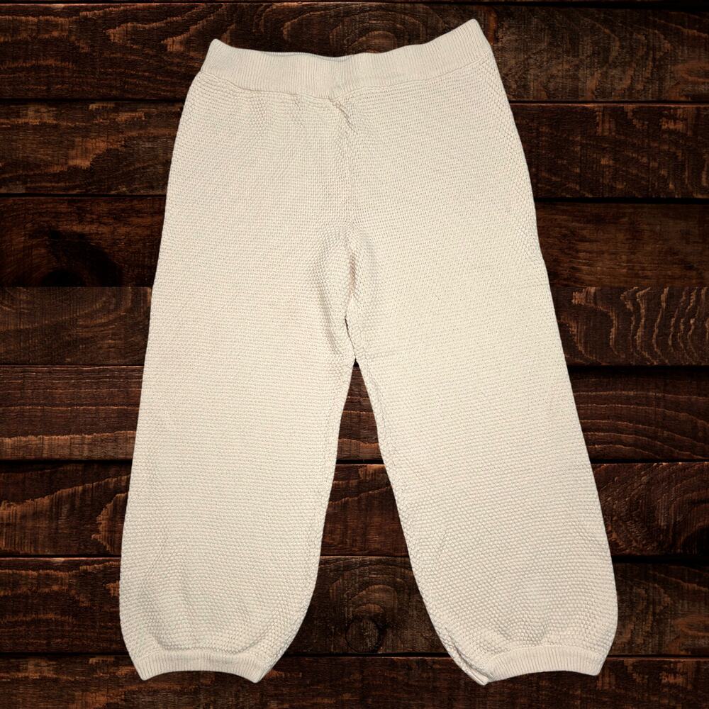 Free People Beach Textured Knit Hailee Barrel Leg Pants Joggers Cream Large - Picture 2 of 9